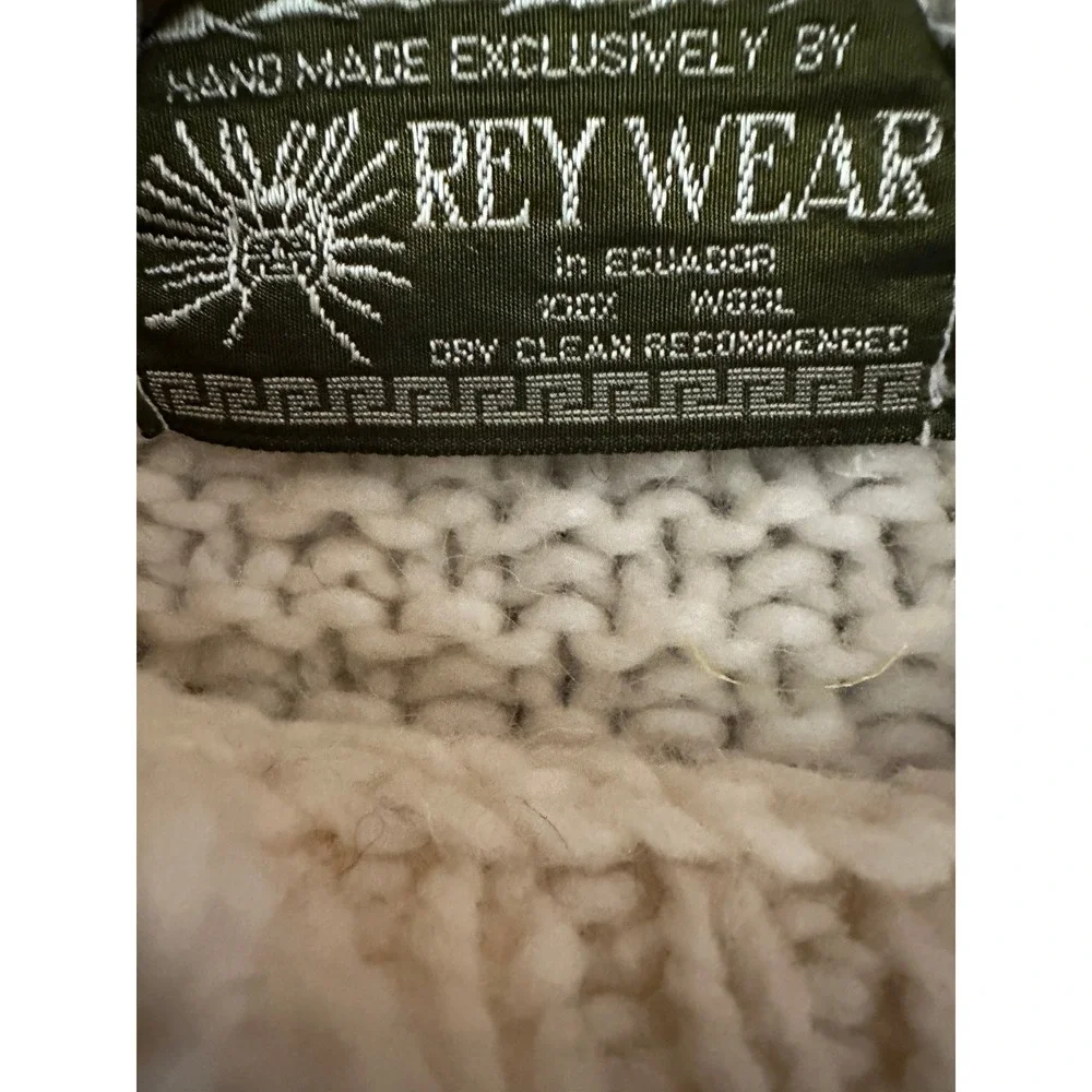 Rey Wear Handmade Wool Cable Knit Sweater Mens L Cream Heavy Fisherman 7201